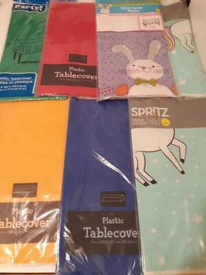 ASSORTED Plastic RECTANGULAR Party TABLECOVERS Tablecloths - Lot of 7 🦄 - Image 1 of 4