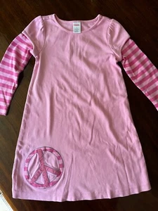 Girls Gymboree Super Star Peace Double Sleeve Dress Vintage HTF Pink Size:4 EUC - Picture 1 of 2