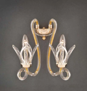 Applique in cristallo oro classico 2 luci Design Swarovsky Marcella - Picture 1 of 1