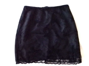 David Lawrence size 14 A-line skirt black sheer lace lined elegant business - Picture 1 of 9
