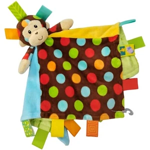 Taggies Mary Meyer Monkey Baby Security Blanket Lovey Polka Dot Green Satin - Picture 1 of 4