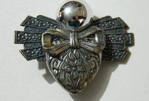 Jewelry STEAMPUNK FLORAL WINGED HEART BROOCH Handmade - Picture 1 of 2