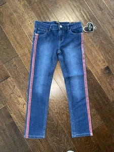 Girls Xoxo Girl Brand Jeans 14 NWT Rt$34 Cute Velvet Leg Stripes Stretch Comfy - Picture 1 of 7