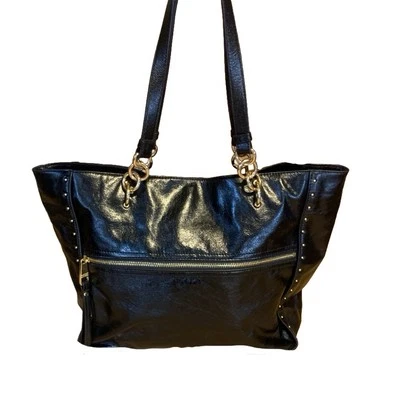 BLACK PATENT LEATHER  BADGLEY MISCHKA TOTE BAG - Image 1 of 4