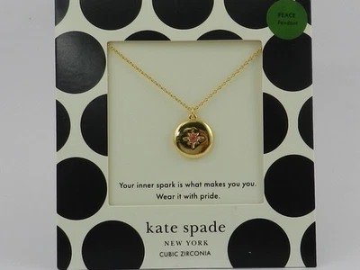 kate spade new york Gold-Tone Color Spark Round Pendant Necklace, 16" + 3" ex - Image 1 of 3