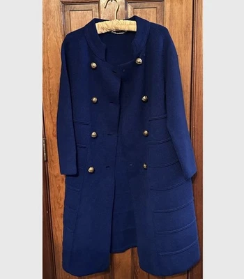Vintage 1960s Albertina Roma Wool Coat Sweater Cardigan Blue - Image 1 of 4