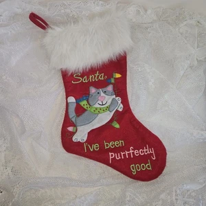 Pet Christmas Stocking Santa I've Been Purrfectly Good Kitty Stocking 16" - Picture 1 of 11