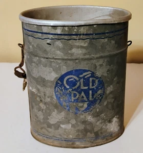 Vintage kleiner ovaler 'Old Pal' verzinkter Metall Elritze Lebendköder Eimer - Bild 1 von 9