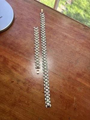 Conjunto de collar de panel de latón y esmalte pintado a mano vintage pulsera de 15" 7" Cuba Foto 1 de 4