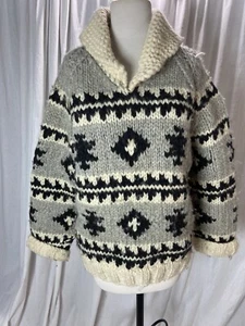 Vintage COWICHAN natural Wool Pullover chunky Sweater Handmade Canada - Picture 1 of 6