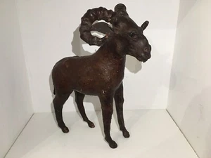 Antique Real  Leather Mountain Goat 13”Statue Figure Early 20th Century - Picture 1 of 8