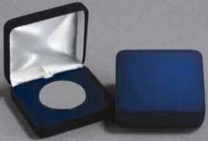 1 Blue Velvet Steel Box For H Size Airtite Coin Capsule Storage Display GIFT NEW - Foto 1 di 3
