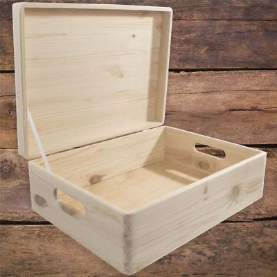 Large Wooden Decorative Box With Lid Storage Chest Keepsake Craft Decoupage - Image 1 of 4