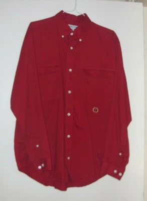 Merona men's 100% Heavy Cotton Long Sleeve Deep Red Button Front  shirt XL  - Image 1 of 4