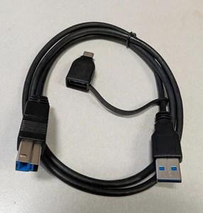 USB 3.0 Type-A to Type-B cable with USBC Adapter (For Plugable UD-3900) - Picture 1 of 1