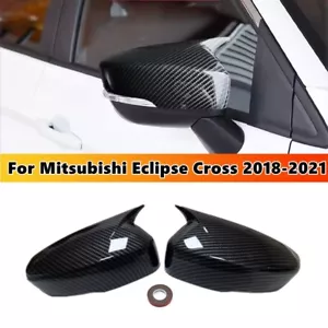 Carbon Look OX Horn Side Mirror Cover Cap For Mitsubishi Eclipse Cross 2018-2021 - Foto 1 di 8
