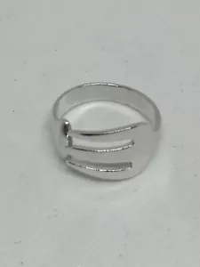 Unisex Silver Ring Fork Fork Rhodium Ring Mis 18 Adjustable Exploit - Picture 1 of 5