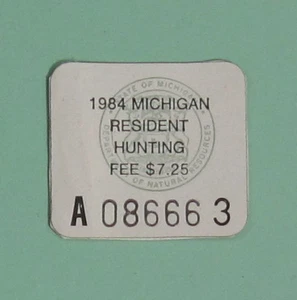 1984 Michigan DNR Resident Hunting License Permit Stamp...Free Shipping! - Picture 1 of 1