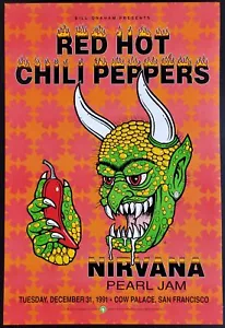 Nirvana Concert Poster Pearl Jam Red Hot Chili Peppers Concert Poster San Fra... - Picture 1 of 1