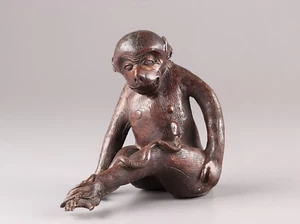 Japanese Antique Bronze Monkey Scared of Snake Figurine - Picture 1 of 21