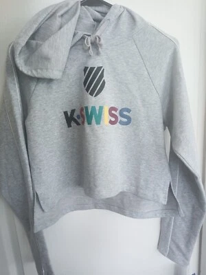 K-Swiss Hoodie Women's Sz S Axis Cropped Pullover Sweatshirt School Travel Gray  - Image 1 of 4