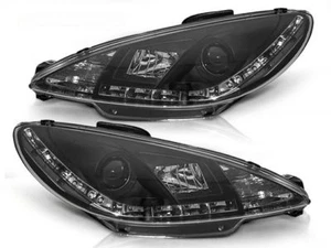 LED FARI ANTERIORI LPPE19 PEUGEOT 206 1998 1999 2000 2001 2002 DAYLIGHT Nero - Picture 1 of 1