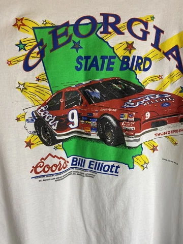Vintage 1990 Bill Elliott Coors Light Georgia State Bird Nascar Shirt Size XL Cover