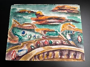 Jo Cain Painting AMERICAN REGIONALISM WPA ARTIST IMPORTANT ANTIQUE LANDSCAPE 13" - Picture 1 of 13