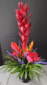 Tropical table centerpiece. Silk flower arrangements RED - Picture 1 of 11