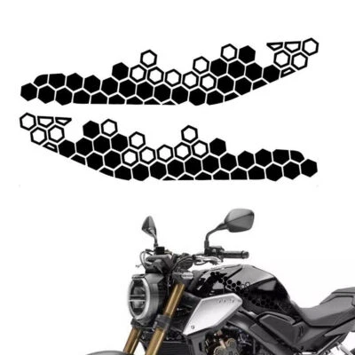 1pair Black Car Motorcycle Body Side Sticker Honeycomb Vinyl Decal Accessories - Imagem 1 de 4