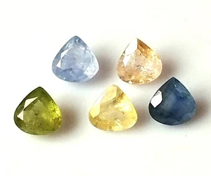 Ceylon Multi Sapphire Heart Cut 5X5 mm Faceted Natural Unheated Gemstone 5 Piece - Picture 1 of 5