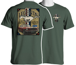 Legends - Mustang Fastback T-Shirt in Olive Green - Soft Feel & Free US Shipping