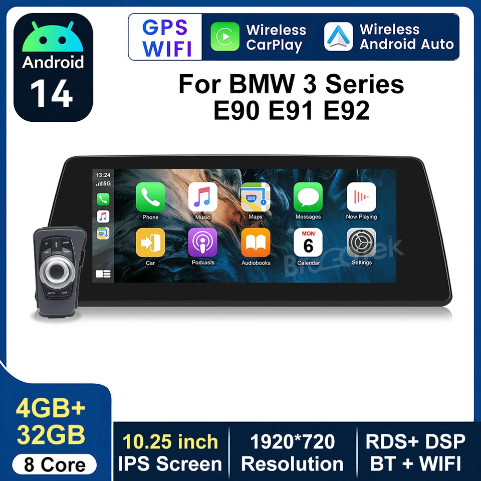 Car Stereo For BMW 3 Series E90 E91 E92 E93 10.25" 4+32G Android CarPlay GPS BT - Imagem 1 de 4