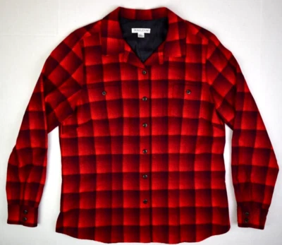 Vintage Pendleton Shirt Jacket Size L 90s Y2K Red Ombre Buffalo Shadow Plaid - Image 1 of 4