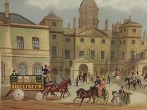 Impresión litográfica ómnibus caballo vintage James Haworth Bro transporte historia arte - Imagen 1 de 10