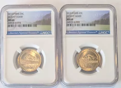 2010 P & D SMS Mount Hood Quarters Set both NGC MS66 - 25c Satin MS 66 - Image 1 of 2