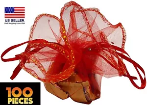 100pcs Sheer Organza Favor Bags Round Drawstring Organza Pouches -10.2" Diameter - Picture 1 of 16