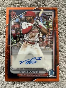 2024 Bowman Chrome Mega Box Victor Scott II arancione parallelo automatico #/25 - Foto 1 di 1