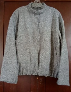 Kurze lässige Bomberjacke Herren L meliert grau Druckknopfleiste elastischer Bund - Bild 1 von 9