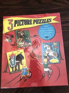 Vintage Lot von 3 Bild Whitman Zirkus Puzzle New Old Stock Kinder 1958 - Bild 1 von 6