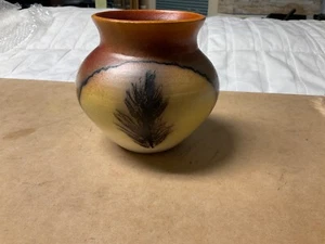 Raku horse hair vase...Thistle Pottery, Albemarle NC...Gantt - Picture 1 of 5
