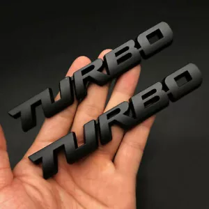 2pcs Black TURBO Logo Metal Car Styling Emblem Badge Decal Sticker Accessories - Picture 1 of 12