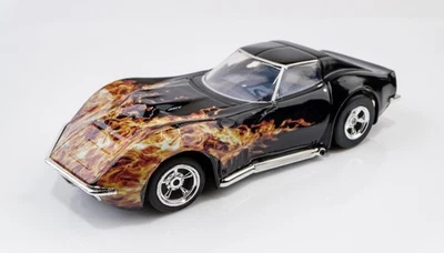 HRP Afx Racing 1968 Corvette 427 Black/Flame Ho Scale Slot Car - Image 1 of 4