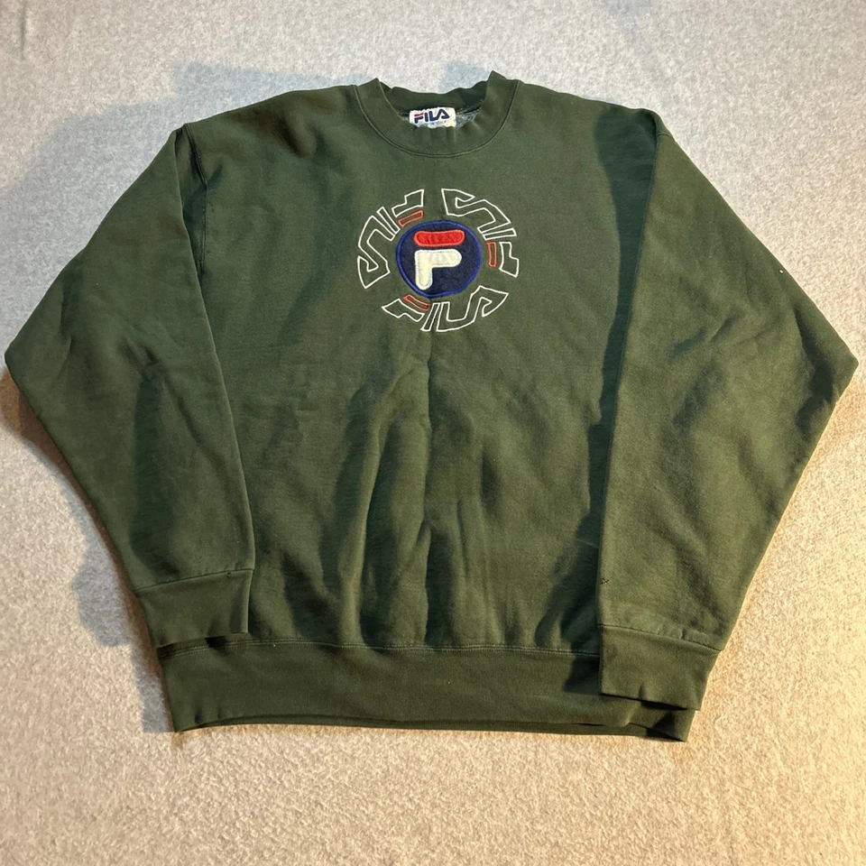 Sudadera De Colección Años 90 Fila Pullover Gráfico Cuello Redondo - Para Hombre XL - Hecha en Italia Foto 1 de 4