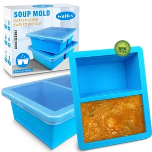 Extra-Large Silicone Freezing Tray with Lid, 1-Cup Freezer Tray for Soup, Sil... - Picture 1 of 8