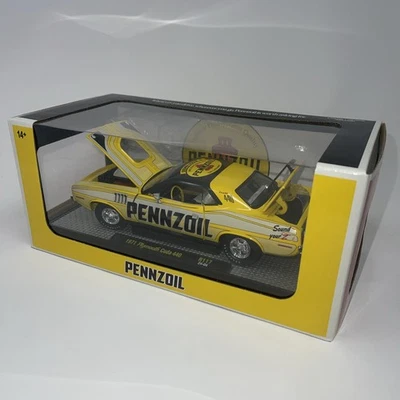 M2 Machines 1/24 Pennzoil 1971 Plymouth Cuda 440 ‘71 Yellow R117 DieCast Car - Image 1 of 4