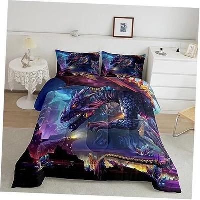 Fire Dragon Comforter for Kids Boys Girls Soft Magical Dinosaur Twin Multi 088 - Image 1 of 4
