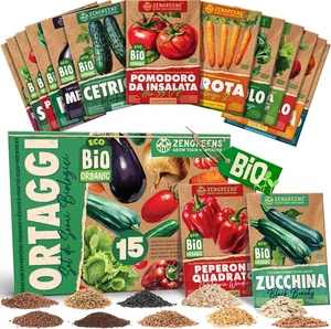 ® - Set Di Semi Di Verdure Bio - 15 Varietà per Una Facile Coltivazione in Giard - Foto 1 di 12