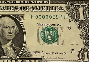 2017 A $1 LOW 3 DIGIT SERIAL NUMBER (( 00000 597 )) US paper money Uncirculated - Picture 1 of 3