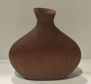 Gorgeous Asymmetrical Hand Turned Wood Bud Vase Mid Century Modern Style Pollock - Picture 1 of 24